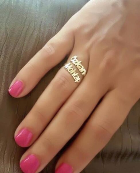 2 İki İsim İsimli Gümüş Kişiye Tasarım Yüzük