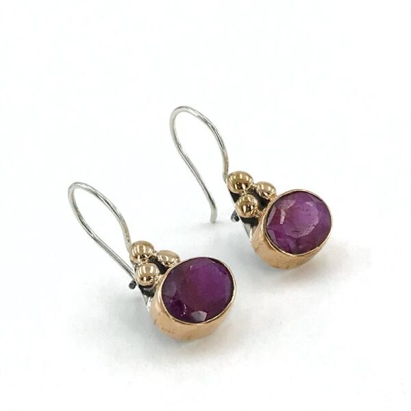 Doğal Yakut Taş Tamamı El Üretimi Gümüş Küpe