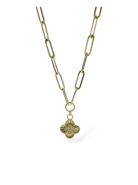 İtalyan Işıltılı Ataç Zincir Yonca Çok Şık Günlük Altın Kolye