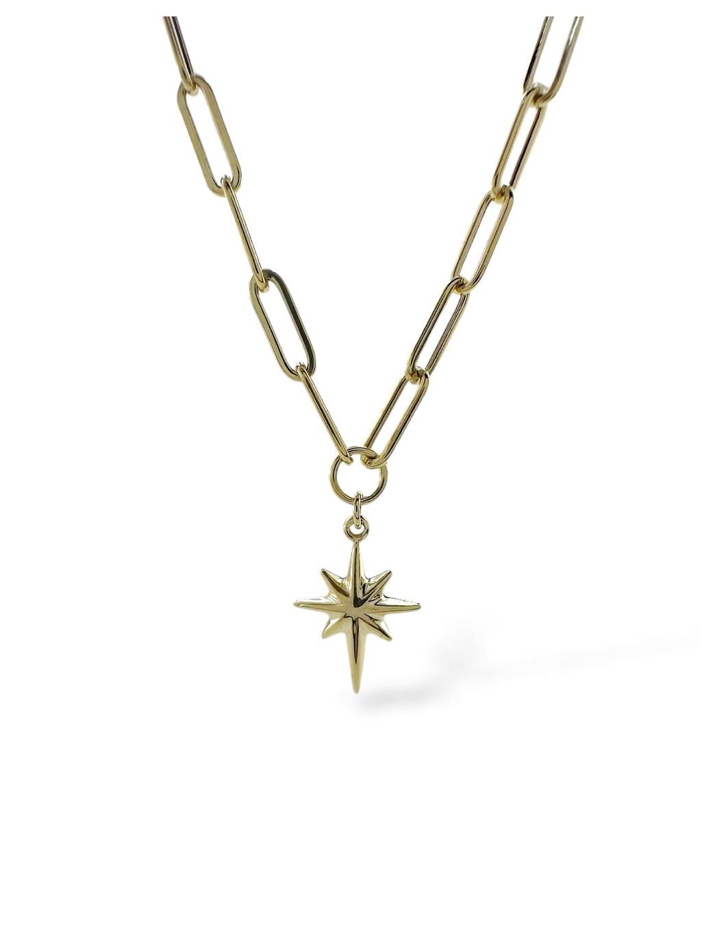 İtalyan Işıltılı Ataç Zincir Kutup Yıldızı Çok Şık Günlük Altın Kolye