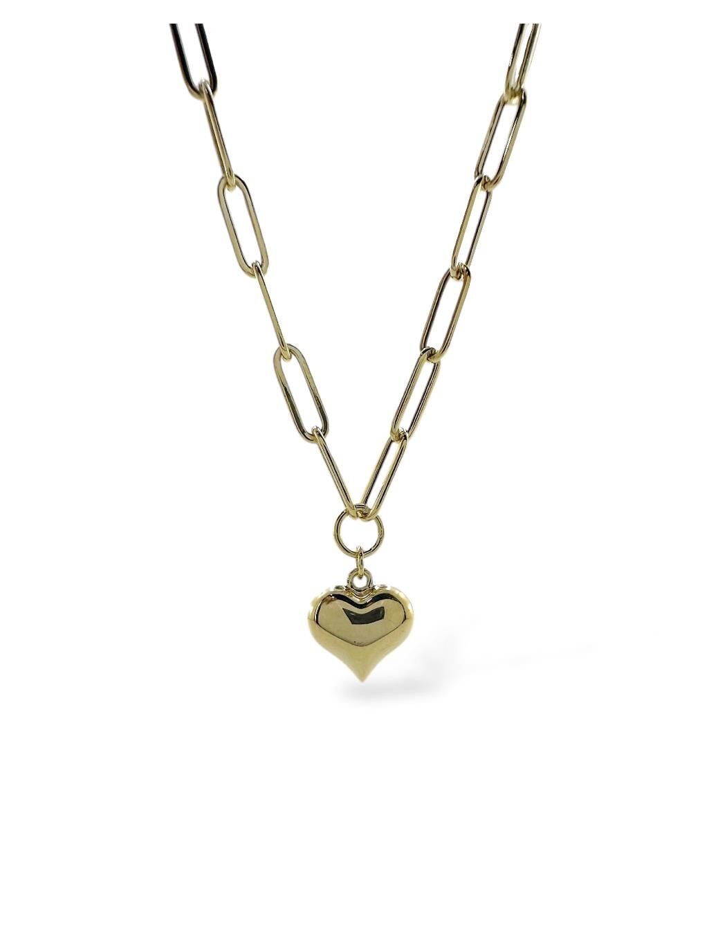 İtalyan Işıltılı Ataç Zincir Taşsız Kalp Çok Şık Günlük Altın Kolye