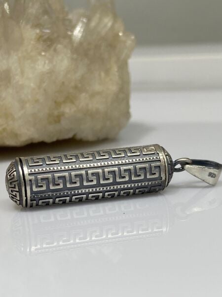 925 Ayar Gümüş Muska Muskalık Küp Silindir Model Kolye