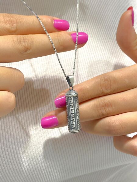 925 Ayar Gümüş Muska Muskalık Küp Silindir Model Kolye