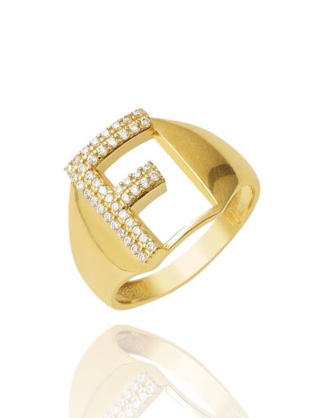 14 Ayar Altın F Harfli Üst Kalite Trend Harf Yüzük