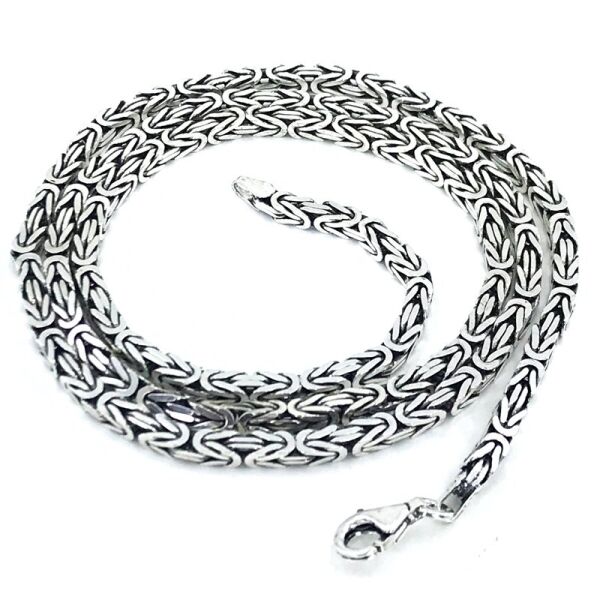 3.2 mm 34 gr 60 cm Köşeli İtalyan Kral Zinciri Gümüş Kolye