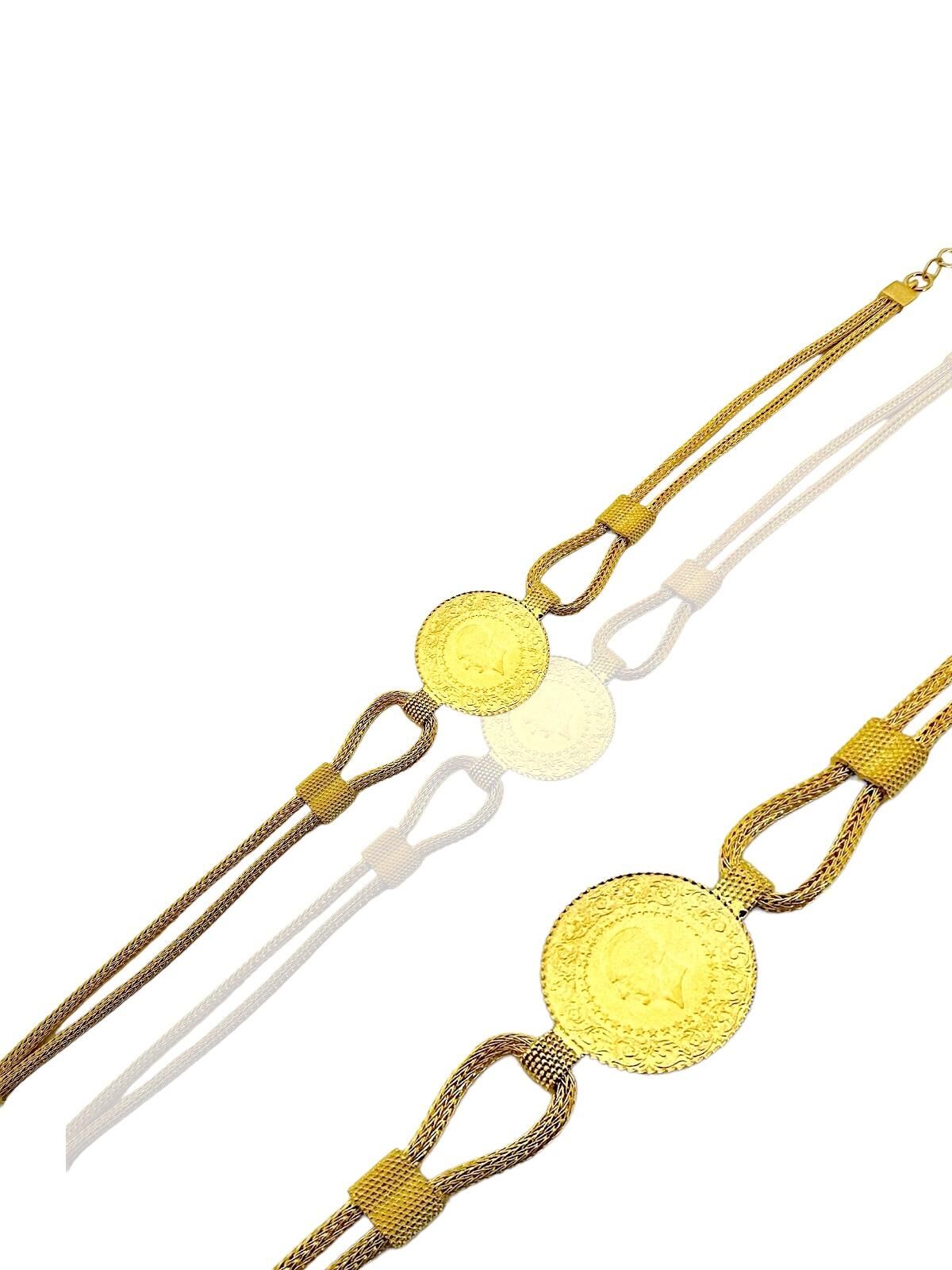 Kazaz Zincir Çeyrekli Altın Bileklik