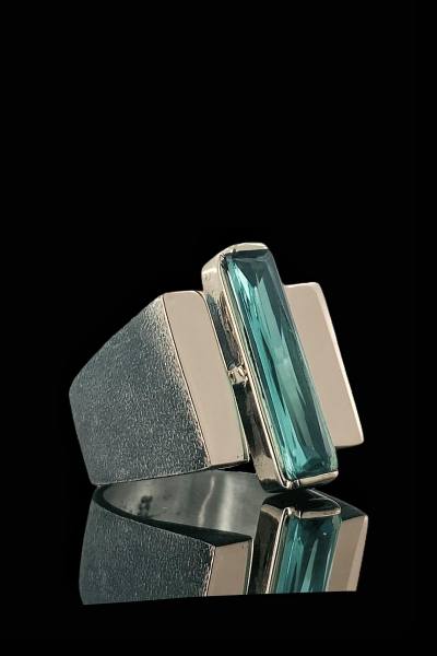 Baget Mavi Topaz Taşlı El Üretim Otantik 925 Gümüş Yüzük