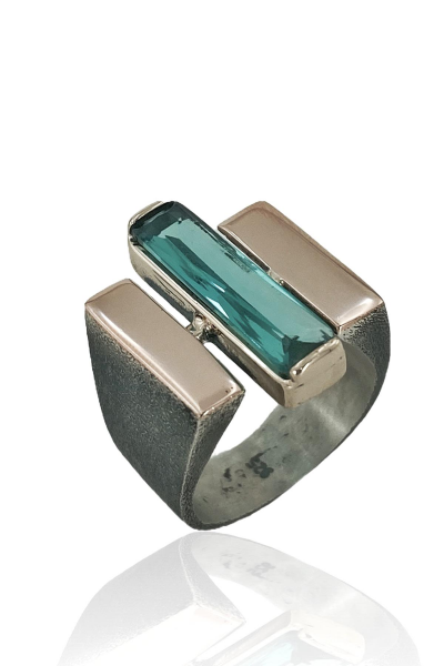 Baget Mavi Topaz Taşlı El Üretim Otantik 925 Gümüş Yüzük