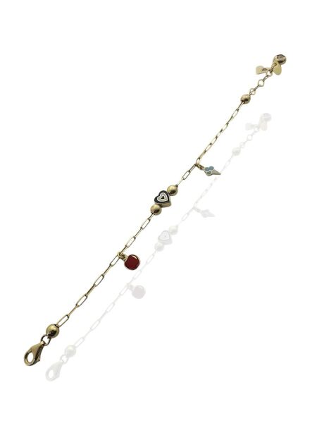 Elma Dondurma Kalp Nazar Çocuk Bilekliği 14 Ayar Altın Bileklik