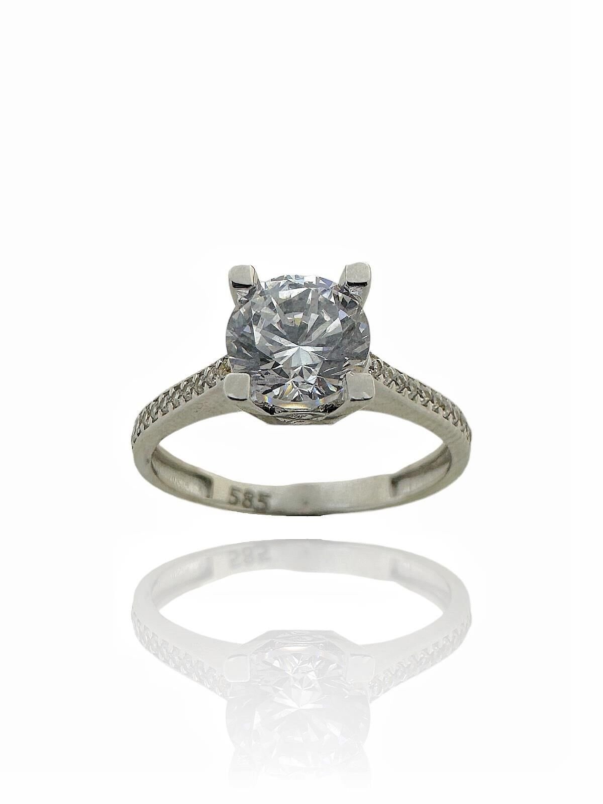 Üst Kalite Beyaz Altın 1 Karat Tektaş Yüzük