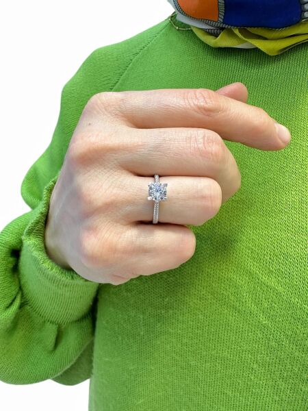 Üst Kalite Beyaz Altın 1 Karat Tektaş Yüzük