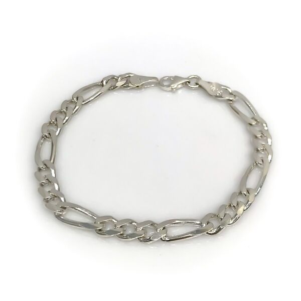 6 mm Figaro Kalın Gümüş Erkek Bilekik