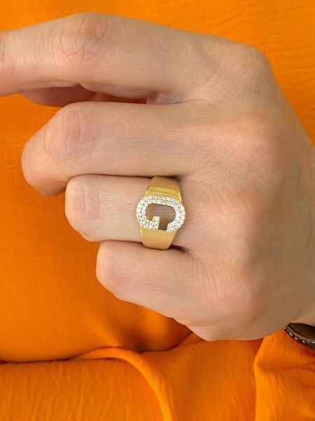 14 Ayar Altın G Harfli Üst Kalite Trend Harf Yüzük