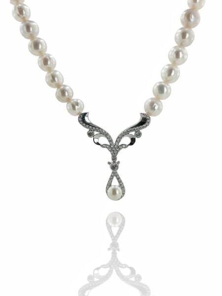 925 Gümüş Beyaz İnci Altın Model Yeni Şık Gerdanlık Kolye