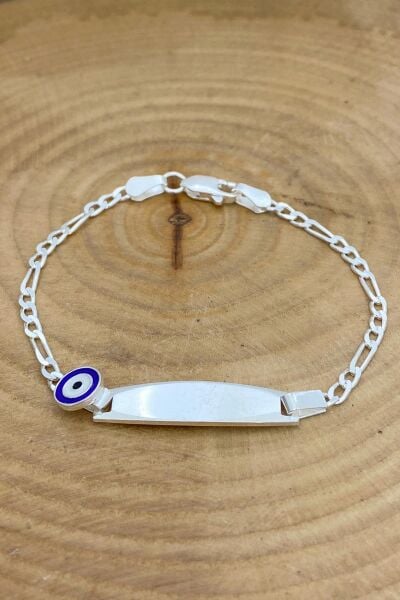 Çocuk Künyesi Nazar Boncuklu 925 Gümüş Künye Bileklik