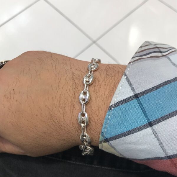 Taşsız İtalyan Spor Tarz Trend 9 mm Gümüş Erkek Bileklik