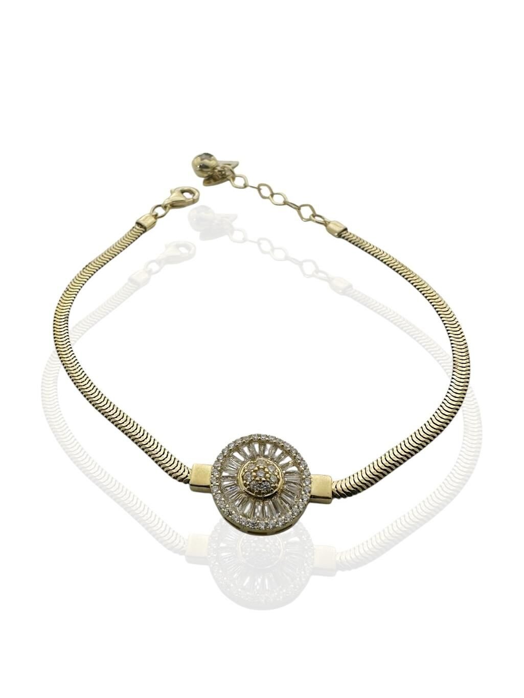 Baget Pırlanta Modeli Balıksırtı 14 Ayar Altın Bileklik