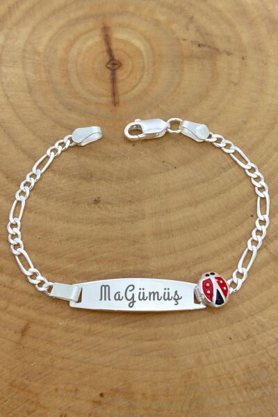 Çocuk Künyesi Uğur Böceği 925 Gümüş Künye Bileklik
