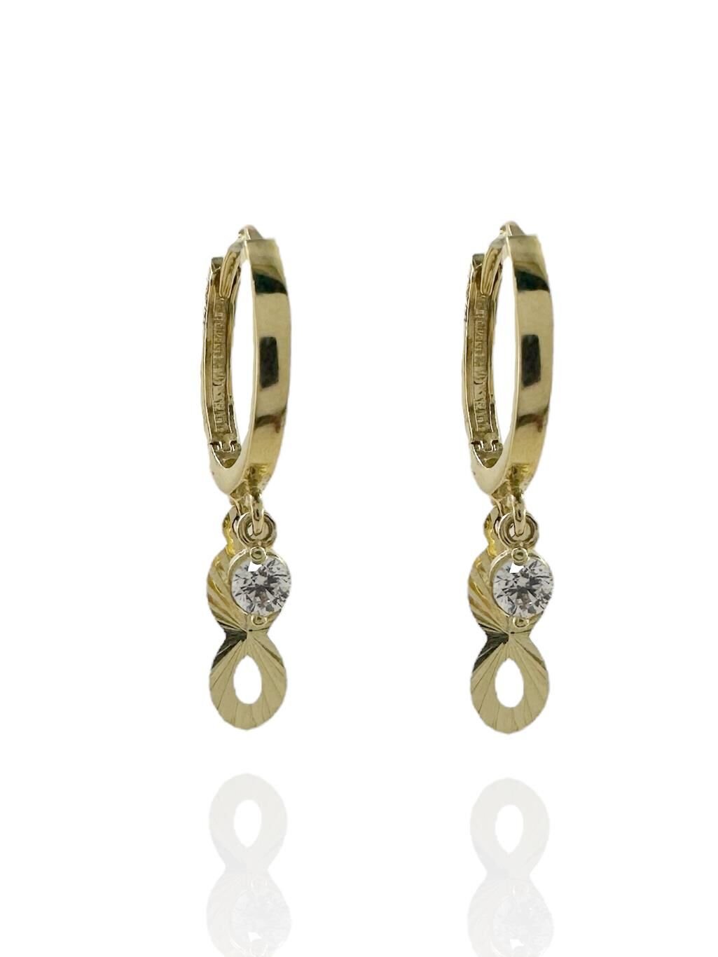 Sonsuzluk Tek taş Halka Sallantılı Günlük Altın Küpe