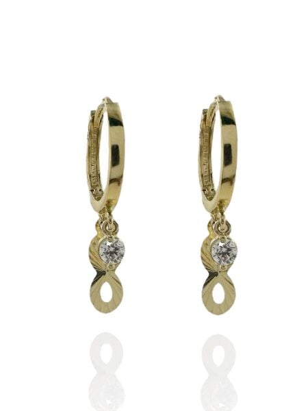 Sonsuzluk Tek taş Halka Sallantılı Günlük Altın Küpe