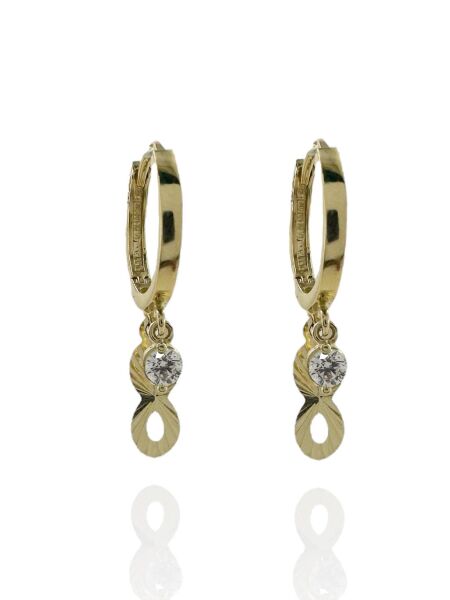 Sonsuzluk Tek taş Halka Sallantılı Günlük Altın Küpe