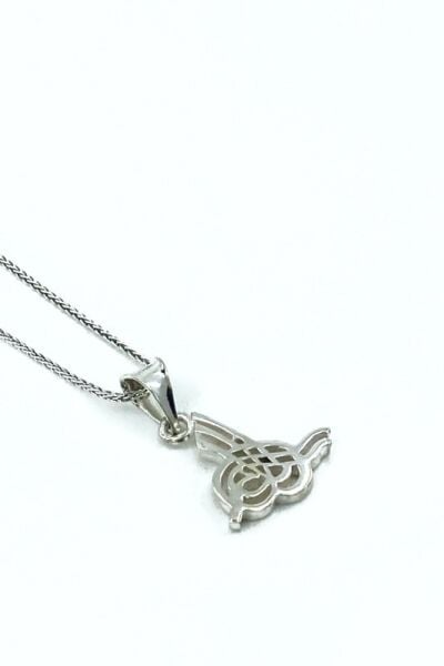 60 cm Uzun Gümüş Zincir Tuğra Gümüş Kolye