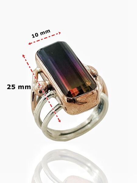 925 Gümüş Doğal Turmalin Taş El Üretimi Otantik Yüzük