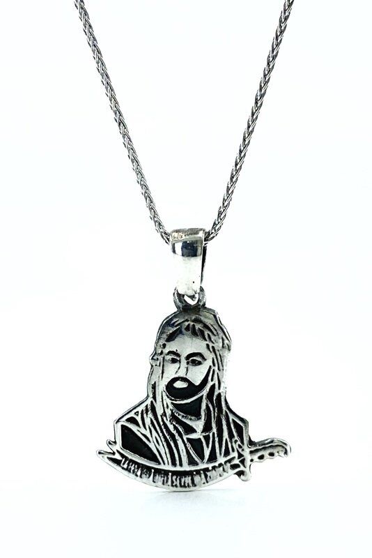 60 cm Uzun Gümüş Zincir Hz.Ali Zülfikar Gümüş Kolye