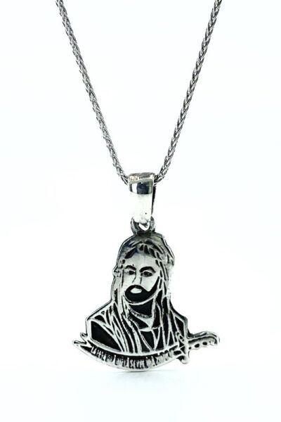 60 cm Uzun Gümüş Zincir Hz.Ali Zülfikar Gümüş Kolye