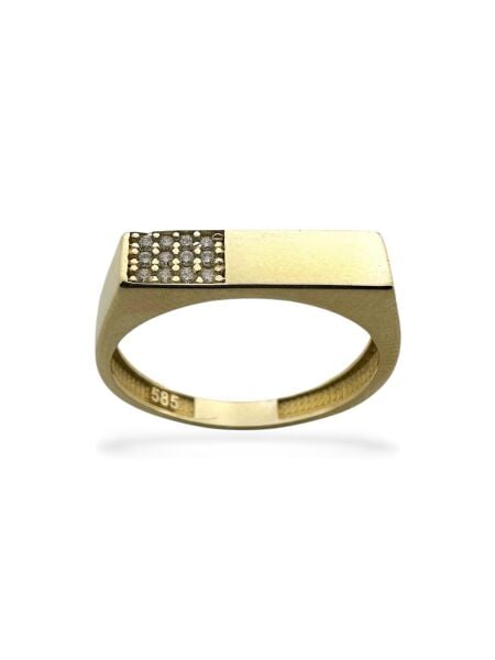 Üst Kalite Dikdörtgen İtalyan 14 Ayar Altın Yüzük