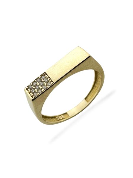 Üst Kalite Dikdörtgen İtalyan 14 Ayar Altın Yüzük