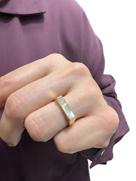 Üst Kalite Dikdörtgen İtalyan 14 Ayar Altın Yüzük