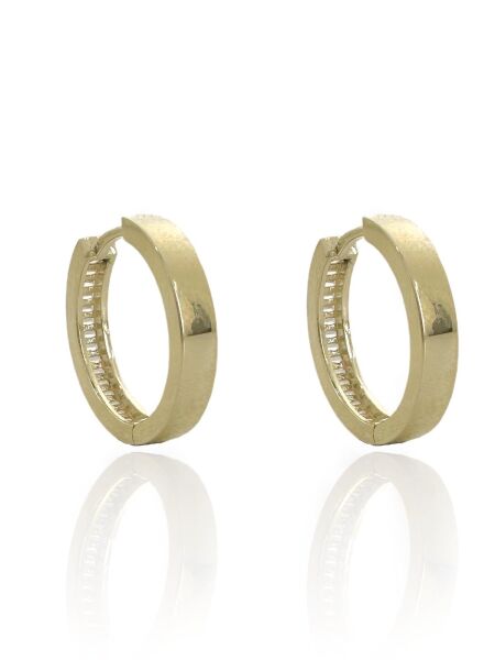 Baget Taşlı İki Yönlü Günlük Halka 14 Ayar Altın Küpe 18 mm