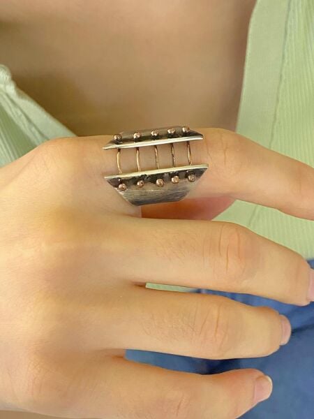 925 Gümüş Özel Tasarım Taşsız Otantik El Üretimi Stil Yüzük