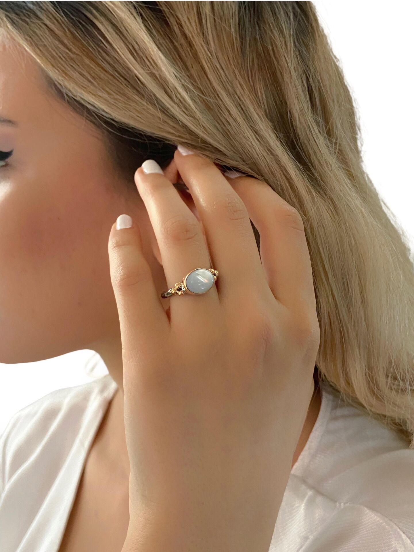 El Üretimi Doğal Sedef Taşlı Bizans 925 Gümüş Yüzük