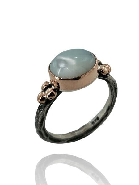 El Üretimi Doğal Sedef Taşlı Bizans 925 Gümüş Yüzük