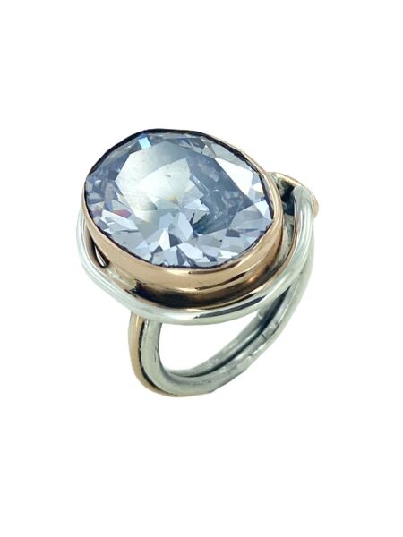 Oval Beyaz Zirkon Otantik El Üretim Özel Tasarım Gümüş Yüzük