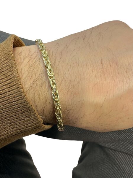 Kral Zincir 5 mm Altın Bileklik Unisex 14 Ayar