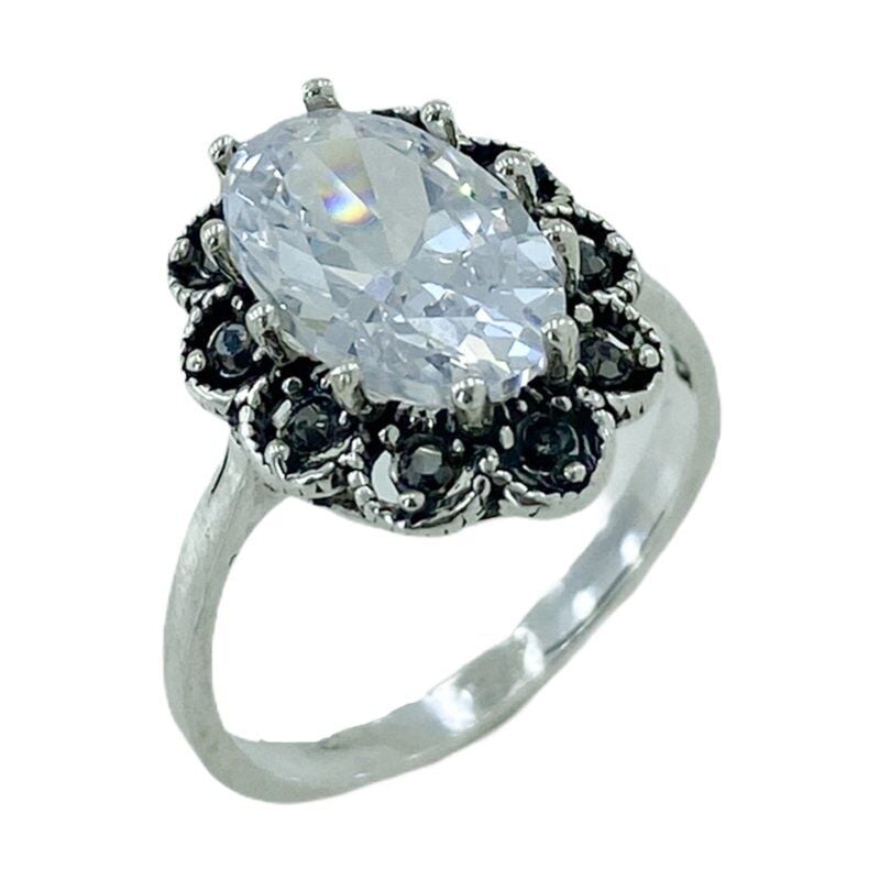 Otantik Markazit Zirkon Taş Gündelik 925 Gümüş Yüzük