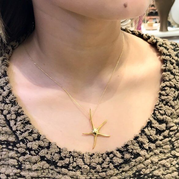 Otantik El İşi Taşsız Deniz Yıldızı Gümüş Kolye