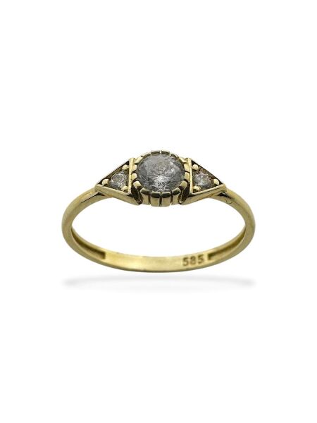 Pırlanta Montür Minik Taşlı Çok Şık 14 Ayar Altın Yüzük