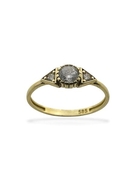 Pırlanta Montür Minik Taşlı Çok Şık 14 Ayar Altın Yüzük