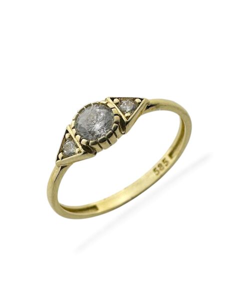 Pırlanta Montür Minik Taşlı Çok Şık 14 Ayar Altın Yüzük