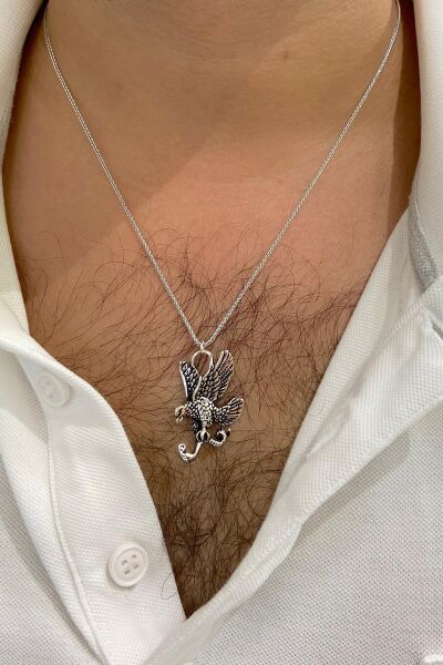 Kartal Yılan Avlar Özel Tasarım 925 Gümüş Kolye