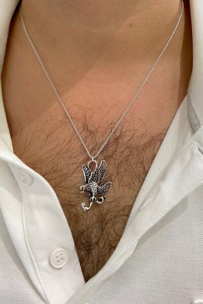 Kartal Yılan Avlar Özel Tasarım 925 Gümüş Kolye