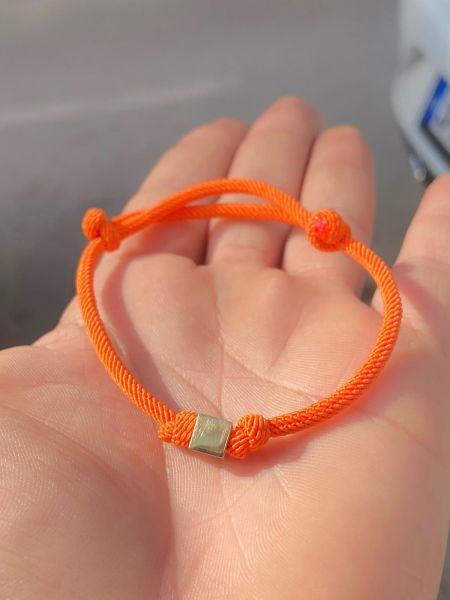 Unisex Trend Turuncu İpli Küp Bileklik 14 Ayar