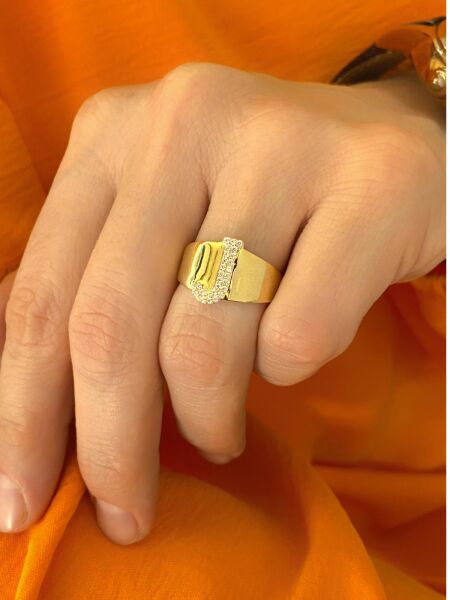 14 Ayar Altın J Harfli Üst Kalite Trend Harf Yüzük