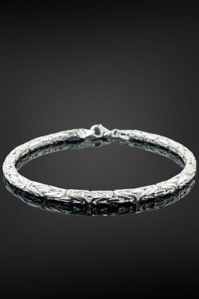 Kral Zincir 17 gr 21 cm 3.70 mm Parlak 925 Gümüş Erkek Bileklik