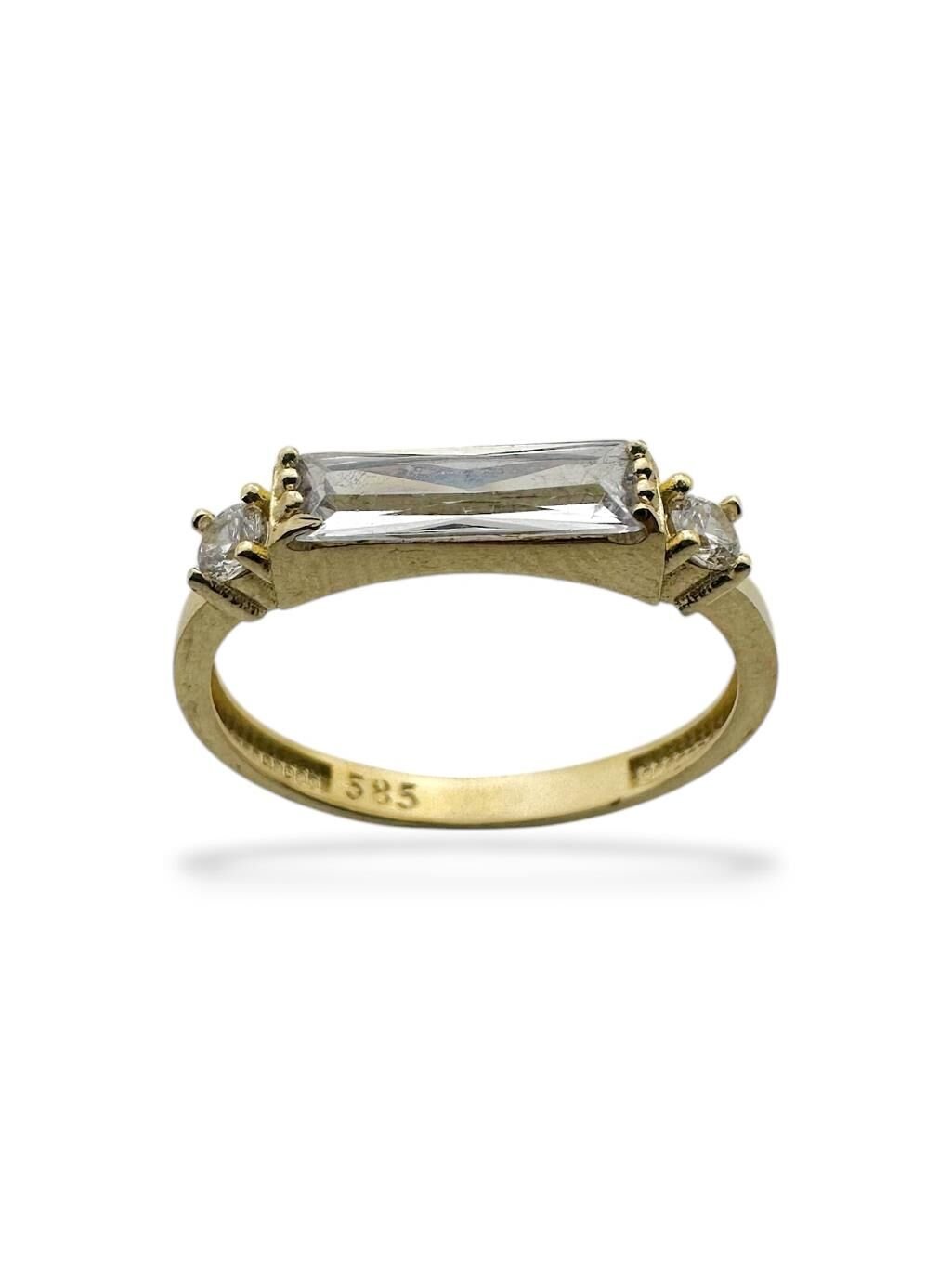 Tek Baget İtalyan Stil Zirkon Üst Kalite Altın Yüzük