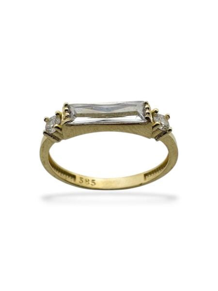 Tek Baget İtalyan Stil Zirkon Üst Kalite Altın Yüzük